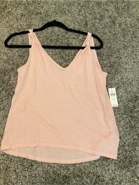Anthropologie Light Pink V-Neck Knot-Shoulder Camisole